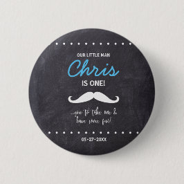 Mustache första födelsedagen, Chalkboard-bakgrund Knapp