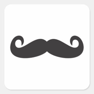 Mustache Fyrkantigt Klistermärke