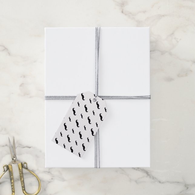 Mustache Gift-Märkre Presentetikett (Med Snöre)