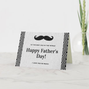 Mustache Glitter Card för Lycklig Fars dag Kort