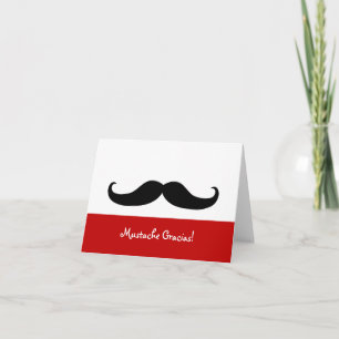 Mustache Gracias Blank Note Card Tack Kort