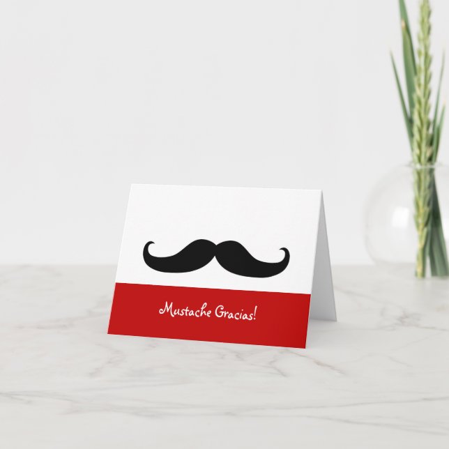 Mustache Gracias Blank Note Card Tack Kort (Framsida)