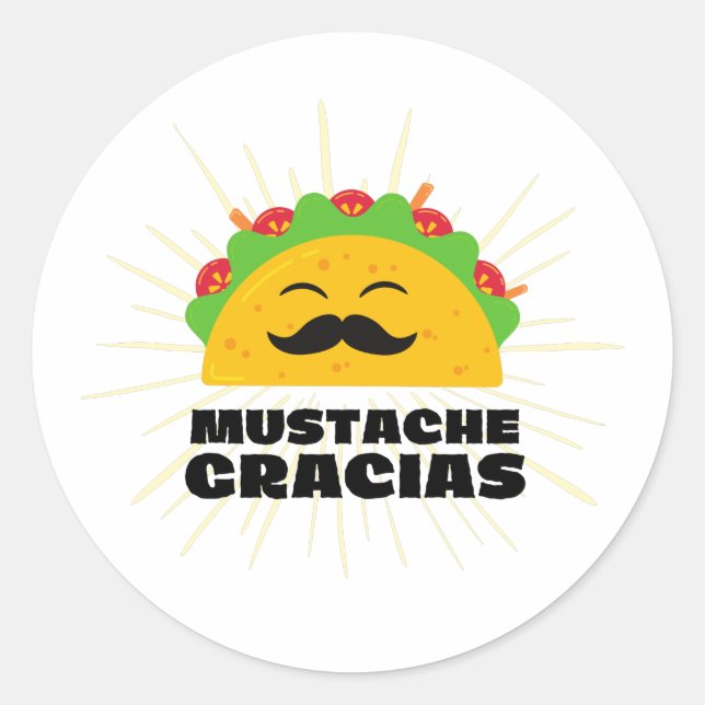 Mustache Gracias, Spanglish Runt Klistermärke (Framsida)