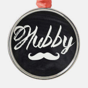 Mustache Groom Honeymoon hubby Julgransprydnad Metall