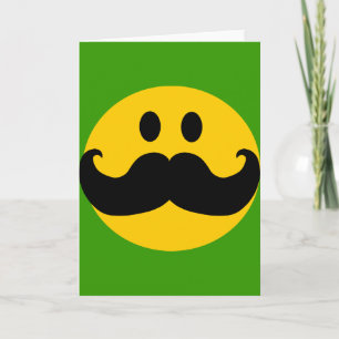 Mustache Gult Lycklig Ansikte Kort