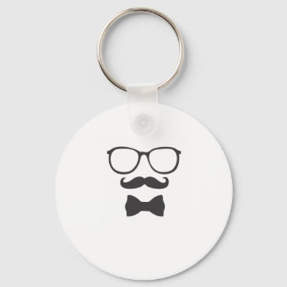 Mustache Hipster Bowtie Glass Nyckelring