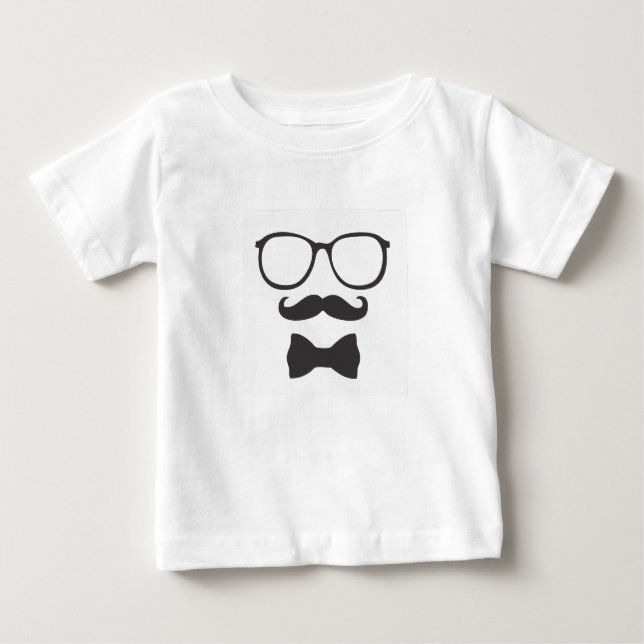 Mustache Hipster Bowtie Glass Tee Shirt (Framsida)