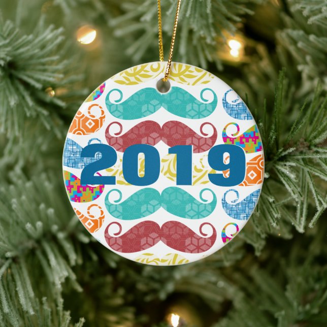 Mustache Hipster Lil Man Baby Julgransprydnad Keramik (Träd)