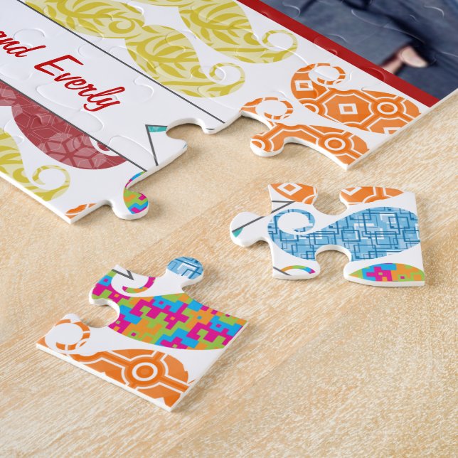 Mustache Hipster Mönster Pussel (Sidan)