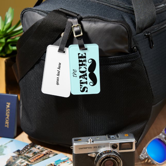 Mustache Hipster Retro Mönster Bagagebricka (Fram & Baksida)