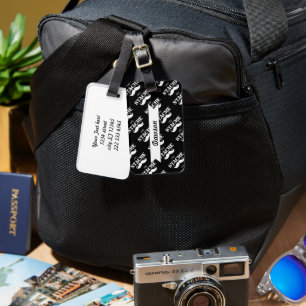 Mustache Hipster Retro Mönster Bagagebricka