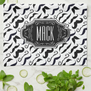 Mustache Hipster Retro Mönster Kökshandduk