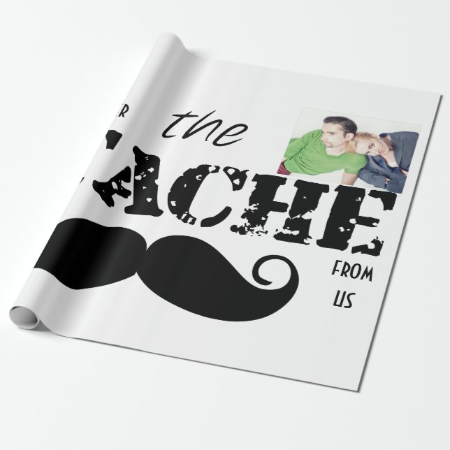 Mustache Hipster Retro Mönster Presentpapper (Utrullad)