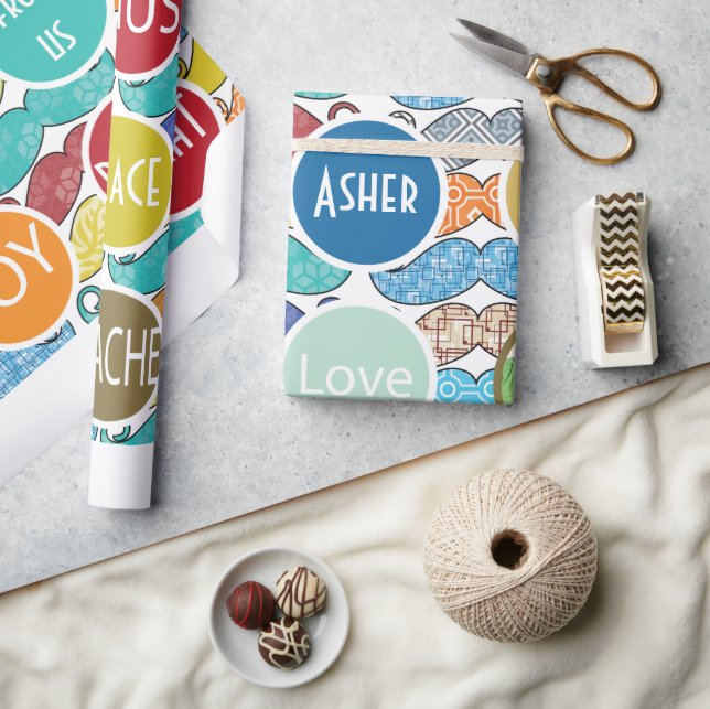 Mustache Hipster Retro Personlig Photo Presentpapper (Hantverk)