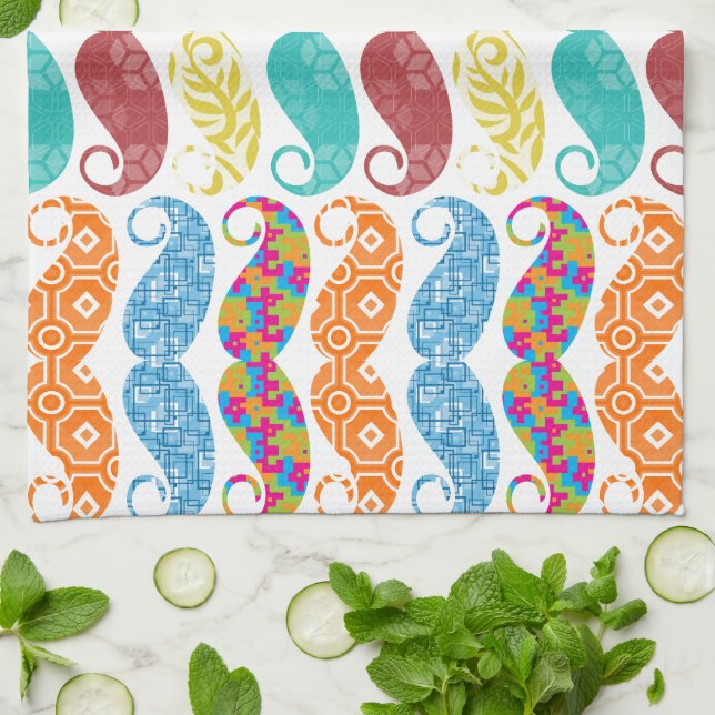 Mustache Hipster Vintage Retro Kökshandduk (Vikta)