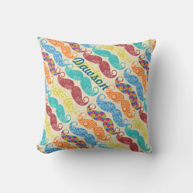 Mustache Hipster Vintage Retro Kudde (Framsida)