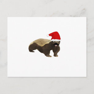 Mustache Honey badger Santa Helg Vykort