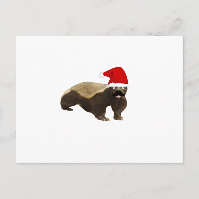 Mustache Honey badger Santa Helg Vykort (Framsida)