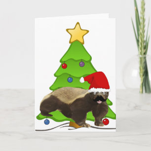 Mustache Honey badger Santa Helgkort