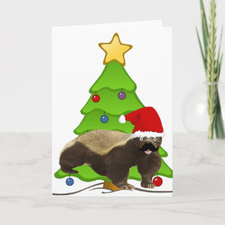 Mustache Honey badger Santa Helgkort