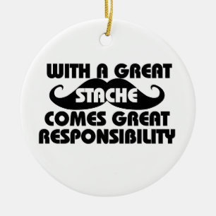 Mustache humor julgransprydnad keramik