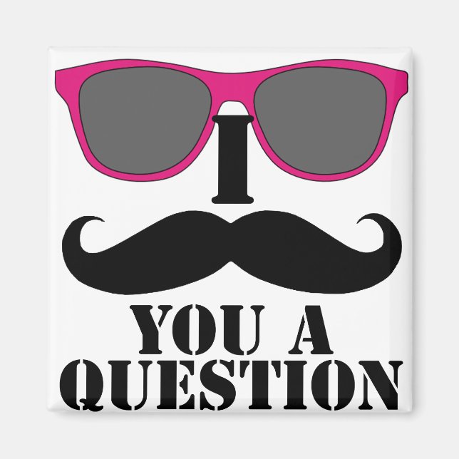 Mustache Humor med Rosa Sunglass Magnet (Framsidan)