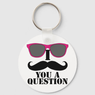 Mustache Humor med Rosa Sunglass Nyckelring