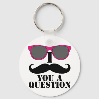 Mustache Humor med Rosa Sunglass Nyckelring
