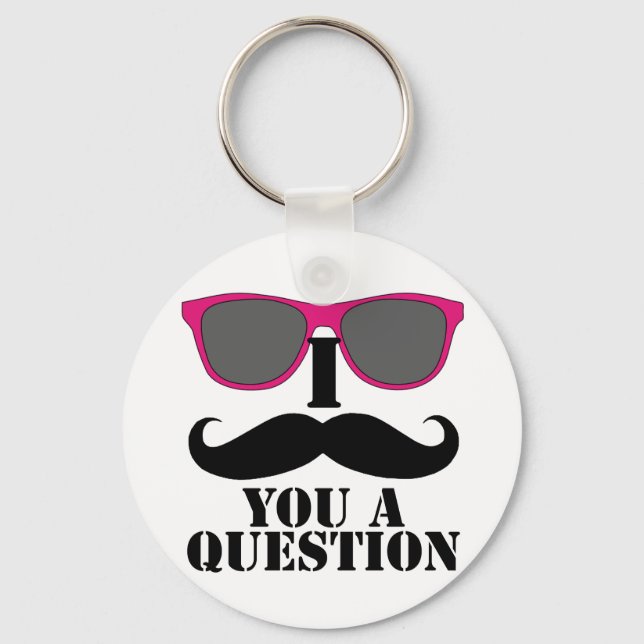 Mustache Humor med Rosa Sunglass Nyckelring (Framsida)
