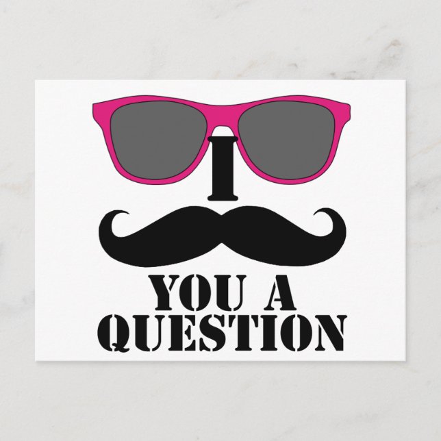 Mustache Humor med Rosa Sunglass Vykort (Framsida)