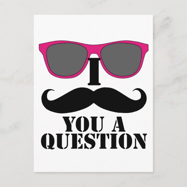Mustache Humor med Rosa Sunglass Vykort (Framsida)
