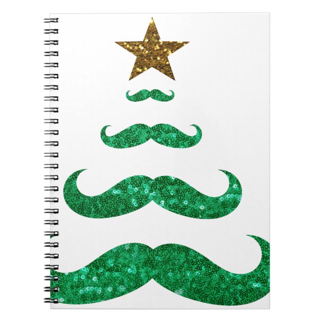 mustache julgran anteckningsbok med spiral (Framsidan)