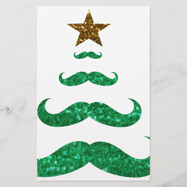 mustache julgran brevpapper (Framsida)