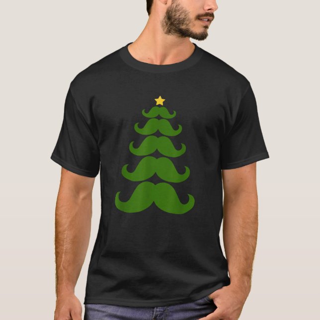 Mustache Julgran Funny Mustache T Shirt (Framsida)