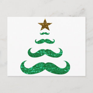 mustache julgran helg vykort