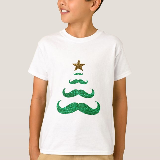 mustache julgran t shirt (Framsida)