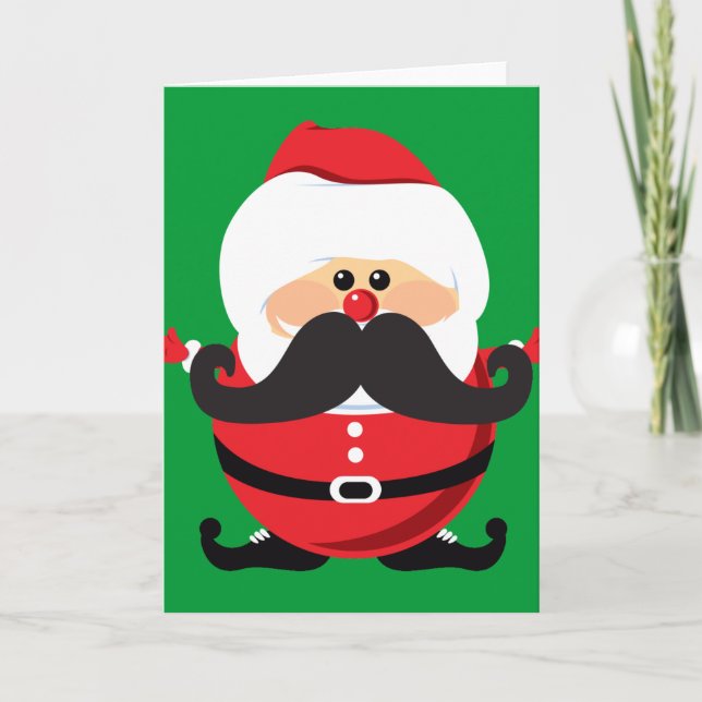 Mustache Jultomten Helgkort (Framsida)