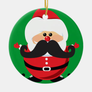 Mustache Jultomten Julgransprydnad Keramik