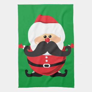 Mustache Jultomten Kökshandduk