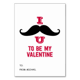 Mustache Kids Classroom Valentine Card Bordsnummer