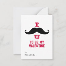 Mustache Kids Classroom Valentine Cards. 100 pk
