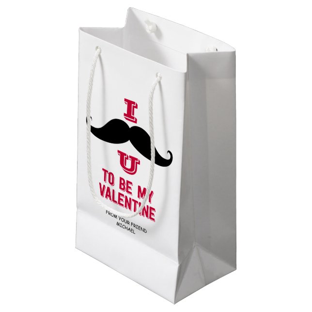 Mustache Kids Classroom Valentine Gift Bag (Framsidan Vinklad)
