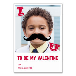 Mustache Kids Classroom Valentine Photo Card Bordsnummer