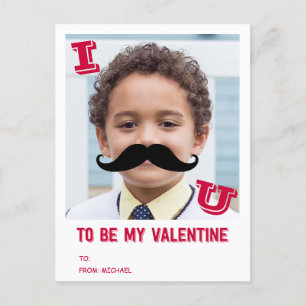 Mustache Kids Classroom Valentine Photo Postcard Helg Vykort