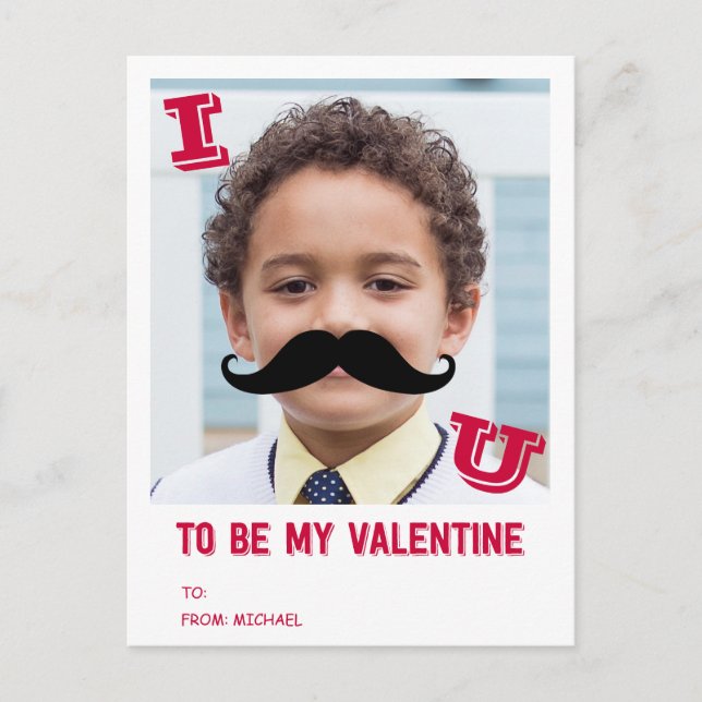 Mustache Kids Classroom Valentine Photo Postcard Helg Vykort (Framsida)
