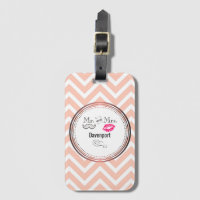 Mustache & Läppar Mr & Mrs Peach Chevron Anpassnin