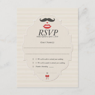 Mustache Läppar Retro OSA Bröllop Card Kort