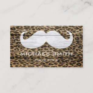 Mustache Leopard på Wood Struktur #6 Visitkort