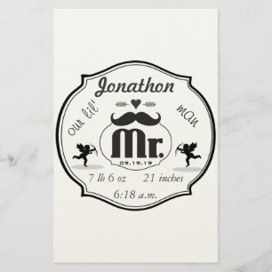 Mustache Lil Man Pojke Stats Brevpapper