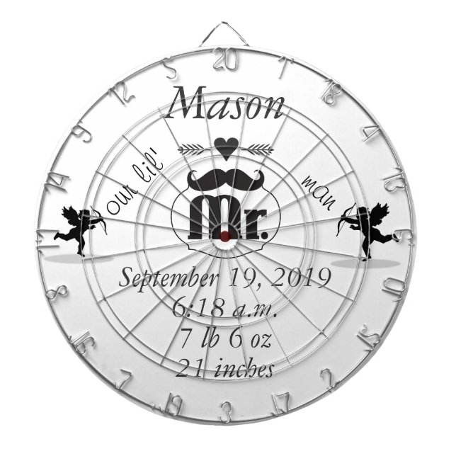 Mustache Lil Man Pojke Stats Darttavla (Framsidan)